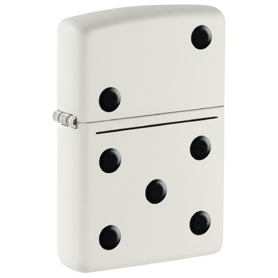 Зажигалка ZIPPO Домино с белым матовым покрытием | Domino Design White Matte, латунь/сталь, белая, матовая, 38x13x57 мм