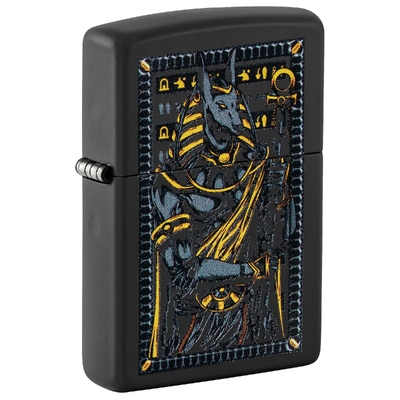 Зажигалка ZIPPO Бог Анубис с черным матовым покрытием | Anubis Black Matte, латунь/сталь, черная, 38x13x57 мм