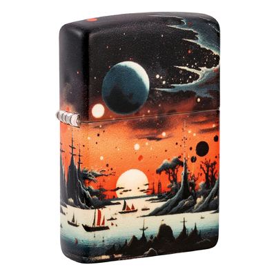 Зажигалка ZIPPO Галактический пейзаж с матовым покрытием на 540 | Galactic Landscape Design 540 Matte, латунь/сталь, разноцветная, матовая, 38x13x57мм