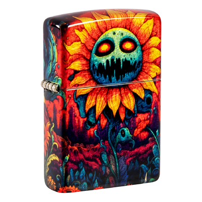 Зажигалка ZIPPO Зловещий подсолнух с покрытием Искусственно состаренная латунь | Spooky Sunflower 540 Tumbled Brass, латунь/сталь, разноцв.,38x13x57мм
