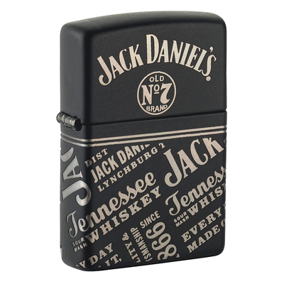 Зажигалка ZIPPO Джек Дэниэлс с черным матовым покрытием | Jack Daniel's Black Matte, латунь/сталь, разноцветная, 38x13x57 мм