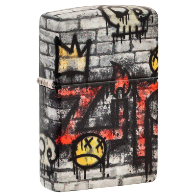 Зажигалка ZIPPO Король граффити с матовым покрытием на 540 | Graffiti King 540 Matte, латунь/сталь, разноцветная, матовая, 38x13x57 мм