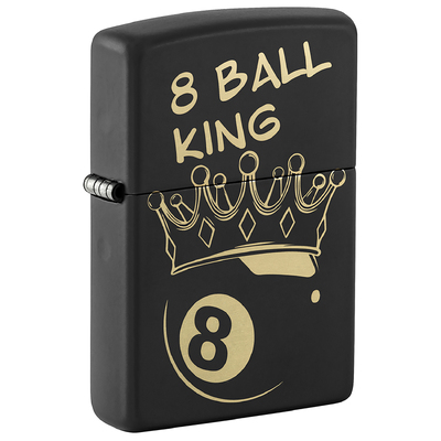 Зажигалка ZIPPO Чемпион по бильярду с черным матовым покрытием |Billiards Champion Design Black Matte, латунь/сталь, черная, 38x13x57 мм