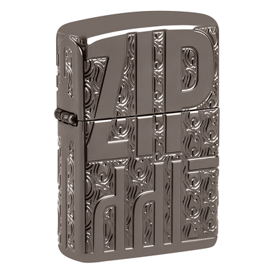 Зажигалка ZIPPO Реверсивная гравировка с покрытием черный лед | Armor® Reverse Carve Black Ice®, латунь/сталь, чёрная, глянцевая, 38x13x57 мм