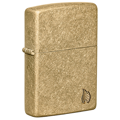 Зажигалка ZIPPO Armor® Пламя c покрытием Искусственно состаренная латунь | Flame Tumbled Brass, латунь/сталь, золотистая, 38x13x57 мм