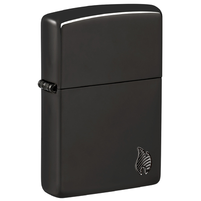 Зажигалка ZIPPO Armor® Пламя c глянцевым черным покрытием | Flame High Polish Black, латунь/сталь, черная, 38x13x57 мм
