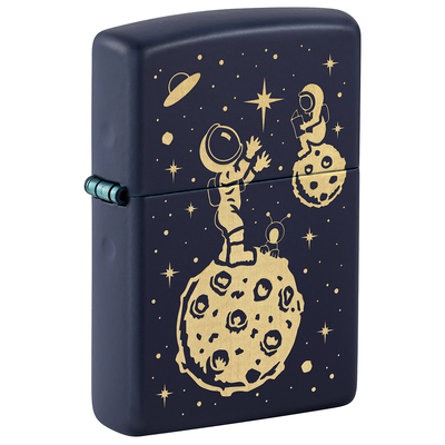 Зажигалка ZIPPO Затерянный в космосе с темно-синем матовым покрытием | Lost in Space Design Navy Matte, латунь/сталь, синяя, 38x13x57 мм