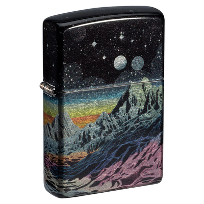 Зажигалка ZIPPO Космос с покрытием Искусственно состаренный хром на 540 | Space in Color 540 Tumbled Chrome, латунь/сталь, разноцветная, 38x13x57 мм