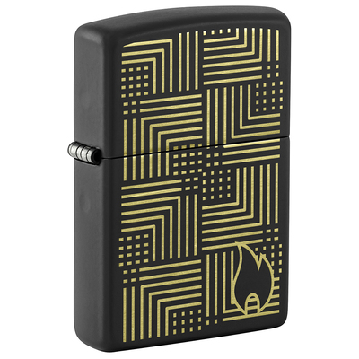 Зажигалка ZIPPO Отражения с черным матовым покрытием | Reflection Design Black Matte, латунь/сталь, черная, матовая, 38x13x57 мм