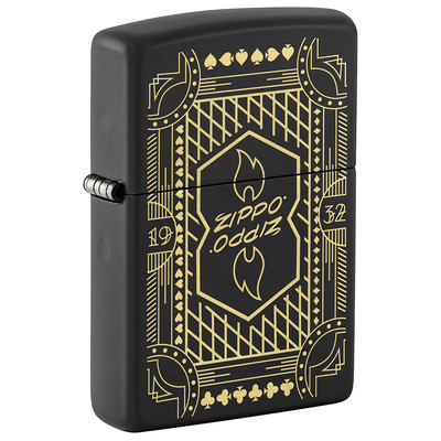 Зажигалка ZIPPO Линейный мотив с черным матовым покрытием | Lines Design Black Matte, латунь/сталь, черная, матовая, 38x13x57 мм
