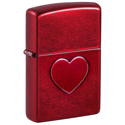 Зажигалка ZIPPO Оттиск сердца с покрытием Красное карамелизированное яблоко | Stamped Heart Candy Apple Red™,латунь/сталь,красная,глянцевая,38x13x57мм