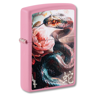 Зажигалка ZIPPO Анаконда Мацци с розовым матовым покрытием | Mazzi® Anaconda Pink Matte, латунь/сталь, розовая, матовая, 38x13x57 м