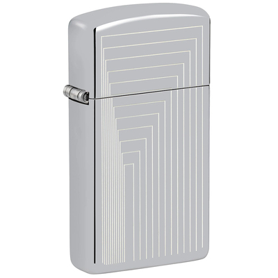 Зажигалка ZIPPO узкая с лазерным узором с покрытием глянцевый хром | Slim® Laser Pattern High Polish Chrome, латунь/сталь, серебристая, 29x10x60 мм
