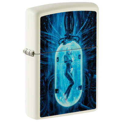Зажигалка ZIPPO Капсула с покрытием, светящимся в темноте зеленым | Woman in Tube Glow In The Dark Green, латунь/сталь, белая, 38x13x57 мм