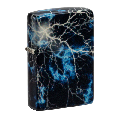 Зажигалка ZIPPO Молнии с покрытием, светящимся в темноте зеленым | Lightning Glow In The Dark Green, латунь/сталь, черная, 38x13x57 мм