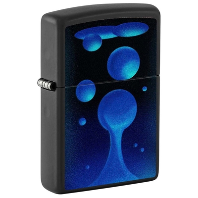 Зажигалка ZIPPO Лавовая лампа с покрытием черный свет | Lava Lamp Black Light, латунь/сталь, черная,матовая 38x13x57 мм