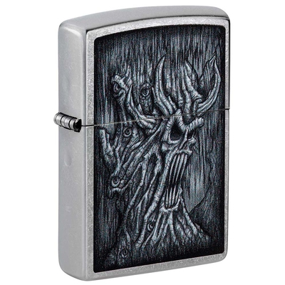 Зажигалка ZIPPO Дерево зла с покрытием поцарапанный хром | Evil Tree Street Chrome, латунь/сталь, серебристая, 38x13x57 мм