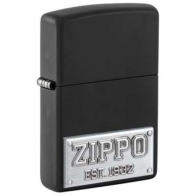 Зажигалка ZIPPO Номерной знак с черным матовым покрытием | License Plate Black Matte, латунь/сталь, черная, 38x13x57 мм