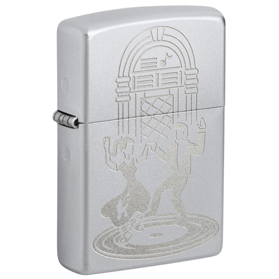 Зажигалка ZIPPO Старомодный танец с покрытием сатинированный хром | Vintage Dance Satin Chrome, латунь/сталь, серебристая, 38x13x57 мм
