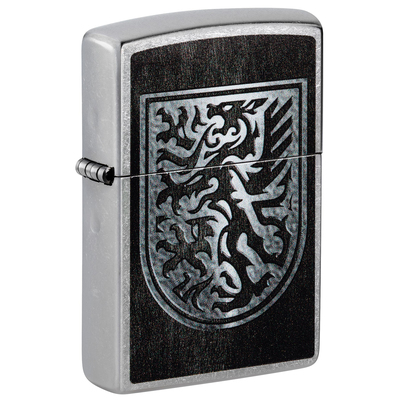 Зажигалка ZIPPO Дракон с покрытием поцарапанный хром | Dragon Design Street Chrome, латунь/сталь, серебристая, 38x13x57 мм