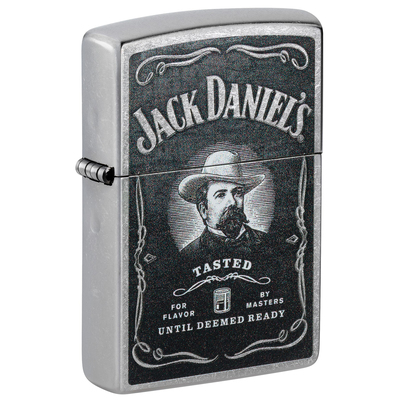 Зажигалка ZIPPO Джек Дэниэлс с покрытием поцарапанный хром | Jack Daniels® Street Chrome, латунь/сталь, серебристая, 38x13x57 мм