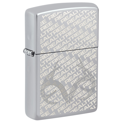 Зажигалка ZIPPO Олений рог и камуфляж с покрытием Глянцевый хром | Realtree Antler Design High Polish Chrome, латунь/сталь, серебристая, 38x13x57 мм
