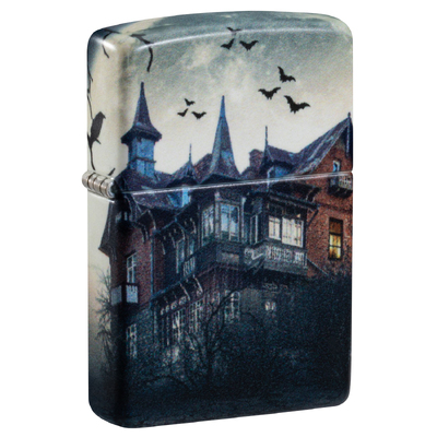 Зажигалка ZIPPO Дом с привидениями с матовым покрытием на 540 | Horror House 540 Matte, латунь/сталь, белая, 38x13x57 мм