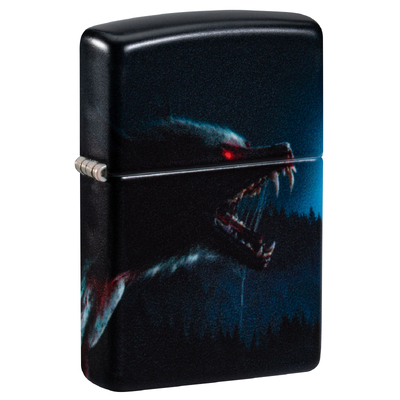 Зажигалка ZIPPO Оборотень с матовым покрытием на 540 | Horror Wolf 540 Matte, латунь/сталь, черная, 38x13x57 мм