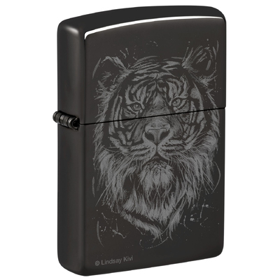 Зажигалка ZIPPO Большая кошка с черным глянцевым покрытием | Big Cat High Polish Black, латунь/сталь, черная, глянцевая, 38x13x57 мм