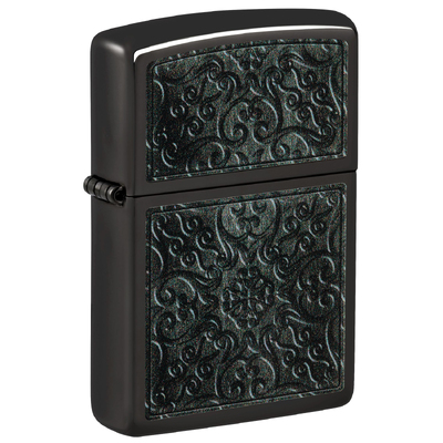 Зажигалка ZIPPO Узор с черным глянцевым покрытием | Pattern High Polish Black, латунь/сталь, черная, глянцевая, 38x13x57 мм