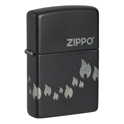 Зажигалка ZIPPO Традиционный дизайн с черным матовым покрытием | Zippo Design Black Matte, латунь/сталь, черная, матовая, 38x13x57 мм