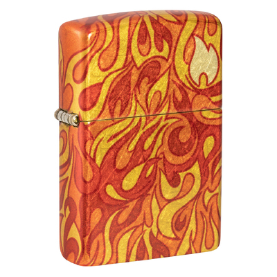 Зажигалка ZIPPO Огонь с покрытием Искусственно состаренная латунь на 540 | Fire 540 Tumbled Brass, латунь/сталь, разноцветная, 38x13x57 мм