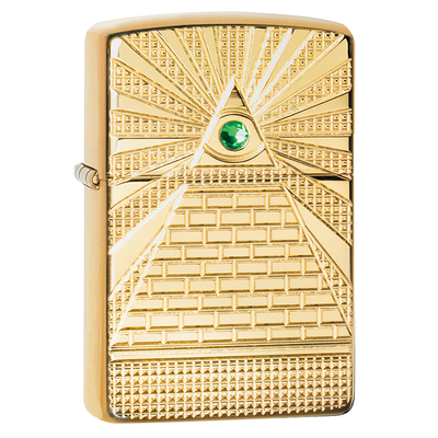 Зажигалка ZIPPO Armor™ Всевидящее око с покрытием Глянцевая латунь | Eye of Providence High Polish Brass, латунь/сталь, золотистая, 38x13x57 мм