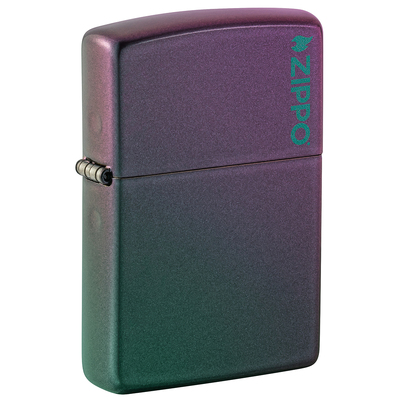 Зажигалка ZIPPO Логотип с зелено-фиолетовым покрытием | Logo Iridescent, латунь/сталь, фиолетовая, матовая, 38x13x57 мм