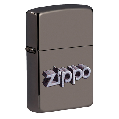 Зажигалка ZIPPO Фирменный дизайн с покрытием черный лед | Zippo Design Black Ice®, латунь/сталь, чёрная, глянцевая, 38x13x57 мм
