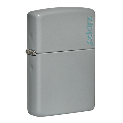 Зажигалка ZIPPO Логотип со светло-серым покрытием | Logo Flat Grey, латунь/сталь, серая, глянцевая, 38x13x57 мм