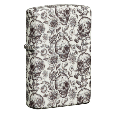 Зажигалка ZIPPO Скелет с покрытием, светящимся в темноте зеленым | Skeleton Glow in the Dark Green, латунь/сталь, серая, 38x13x57 мм