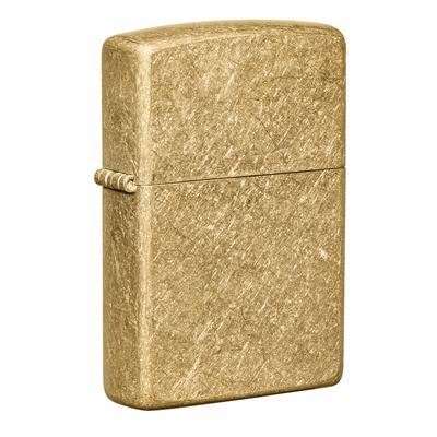 Зажигалка ZIPPO классическая с покрытием Искусственно состаренная латунь | Classic Tumbled Brass, латунь/сталь, золотистая, матовая, 38x13x57 мм