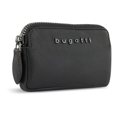 Ключница BUGATTI БЕЛЛА | BELLA, чёрная, воловья кожа/полиэстер, 12х1,5х7 см
