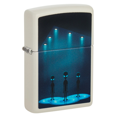 Зажигалка ZIPPO Пришельцы с покрытием, светящимся в темноте зеленым | Aliens Design Glow In The Dark Green, латунь/сталь, белая, 38x13x57 мм