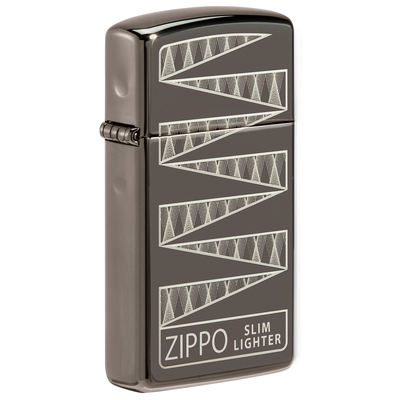 Зажигалка ZIPPO узкая в честь 65-летия с покрытием черный лед | Slim® 65th Anniversary Black Ice®, латунь/сталь, чёрная, 29x10x60 мм