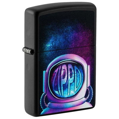 Зажигалка ZIPPO Астронавт с черным матовым покрытием | Astronaut Black Matte, латунь/сталь, чёрная, матовая, 38x13x57 мм