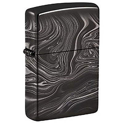 Зажигалка ZIPPO Мраморный узор с черным глянцевым покрытием | Marble Pattern High Polish Black, латунь/сталь, чёрная, 38x13x57 мм