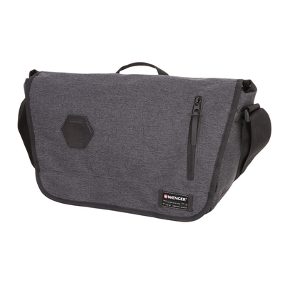 Сумка наплечная WENGER 13'', cерая, ткань Grey Heather/ полиэстер 600D PU, 42х13х26 см, 14 л