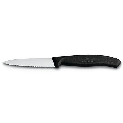 Нож для овощей VICTORINOX SwissClassic, лезвие 8 см с волнистой кромкой, чёрный