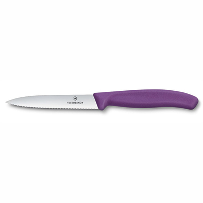 Нож для овощей VICTORINOX Швейцарская классика | Swiss Classic, лезвие 10 см с волнистой кромкой, фиолетовый