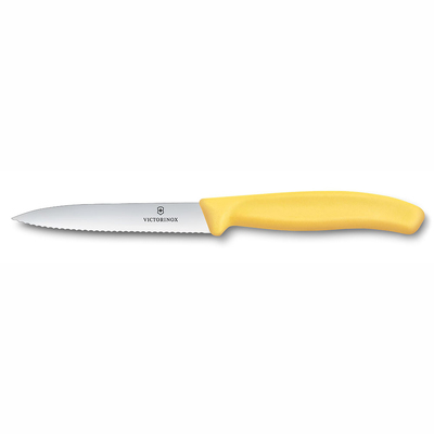 Нож для овощей VICTORINOX Швейцарская классика | Swiss Classic, лезвие 10 см с волнистой кромкой, желтый