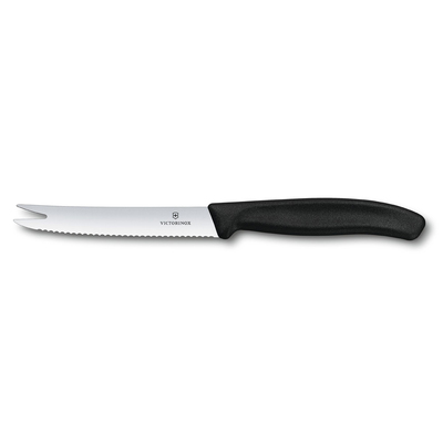 Нож для сыра и колбасы VICTORINOX SwissClassic, лезвие 11 см с волнистой кромкой, чёрный