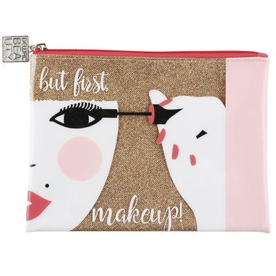 Косметичка Dewal Beauty серия "Модница", золотистая 22х16,5х1,5см