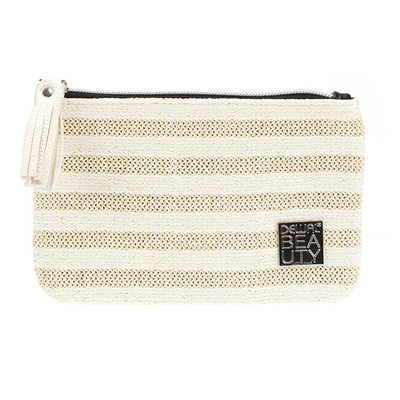 Косметичка Dewal Beauty серия "Рогожка", беж. светлый, 20х13,6х1,0